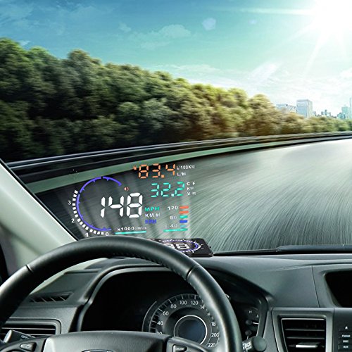 BLESYS 5,5" multi-coche del color de HUD Head Up Display Empleado Nanotecnología para la eliminación de deslumbramiento y Clear Display HUD sin película de la reflexión el trabajo con OBD2 y EOBD coche