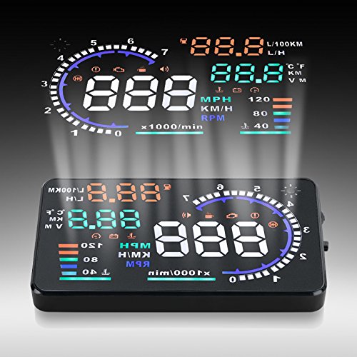 BLESYS 5,5" multi-coche del color de HUD Head Up Display Empleado Nanotecnología para la eliminación de deslumbramiento y Clear Display HUD sin película de la reflexión el trabajo con OBD2 y EOBD coche