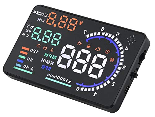 BLESYS 5,5" multi-coche del color de HUD Head Up Display Empleado Nanotecnología para la eliminación de deslumbramiento y Clear Display HUD sin película de la reflexión el trabajo con OBD2 y EOBD coche