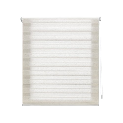 Blindecor Indus SIN HERRAMIENTAS, Estor enrollable de doble capa, Noche y Día, Lino, 72 x 180 cm (ancho x largo)