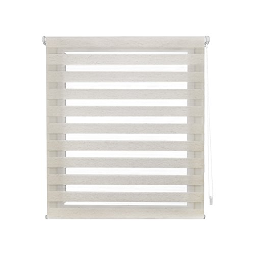 Blindecor Indus SIN HERRAMIENTAS, Estor enrollable de doble capa, Noche y Día, Lino, 72 x 180 cm (ancho x largo)