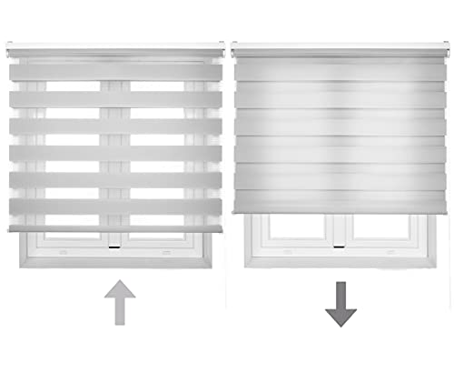 Blindecor LIRA - Estor enrollable de doble capa Noche y Día, Gris Plata, 120 x 180 cm, ancho x largo