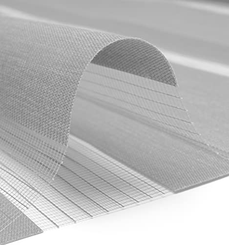 Blindecor LIRA - Estor enrollable de doble capa Noche y Día, Gris Plata, 120 x 180 cm, ancho x largo
