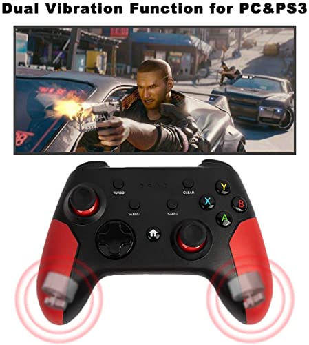 BMSARE Mando para PC, Mando Android Móvil Inalámbrico Bluetooth con Soporte Retráctil, 2,4G Inalámbrico Mando Gamepad Joystick Windows PC/PS3/Android TV con Doble Vibración