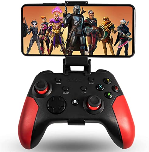 BMSARE Mando para PC, Mando Android Móvil Inalámbrico Bluetooth con Soporte Retráctil, 2,4G Inalámbrico Mando Gamepad Joystick Windows PC/PS3/Android TV con Doble Vibración