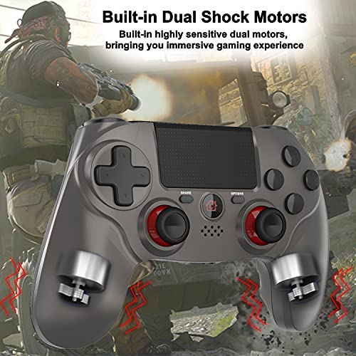 BMSARE Mando para PS4, Bluetooth Inalámbrico Game PS4 Mandos Gamepad Joystick para PS4 Pro/Slim con 6 Axis Gyro Sensor y Dual Shock Vibración, Audio Micrófono y Touch Panel (Plata)