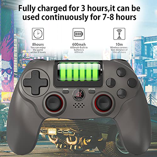 BMSARE Mando para PS4, Bluetooth Inalámbrico Game PS4 Mandos Gamepad Joystick para PS4 Pro/Slim con 6 Axis Gyro Sensor y Dual Shock Vibración, Audio Micrófono y Touch Panel (Plata)