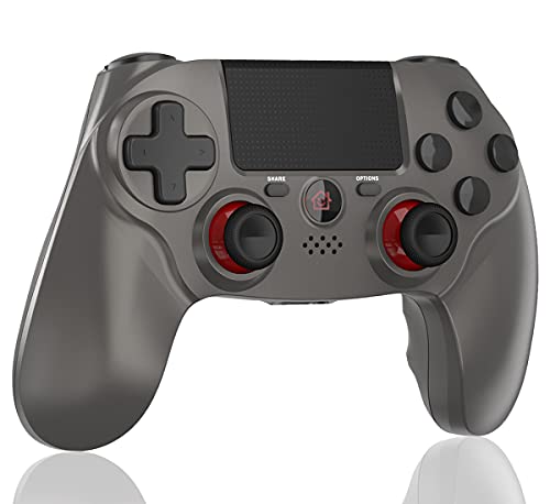 BMSARE Mando para PS4, Bluetooth Inalámbrico Game PS4 Mandos Gamepad Joystick para PS4 Pro/Slim con 6 Axis Gyro Sensor y Dual Shock Vibración, Audio Micrófono y Touch Panel (Plata)