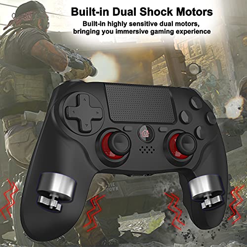 BMSARE Mando para PS4 Inalámbrico, PS4 Mandos Gamepad Joystick para PS4 Pro/Slim con 6 Axis Gyro Sensor | Dual Shock Vibración | Audio Micrófono| Touch Panel | 600mah Batería (Negro)