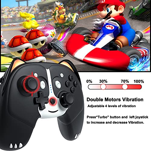 BMSARE Mando para Switch, Mando Switch Inalámbrico, Bluetooth Switch Mando Gamepad Joystick con Giroscopio 6 Ejes/Vibración Dual/Turbo/Luces LED Mando para Nintendo Switch