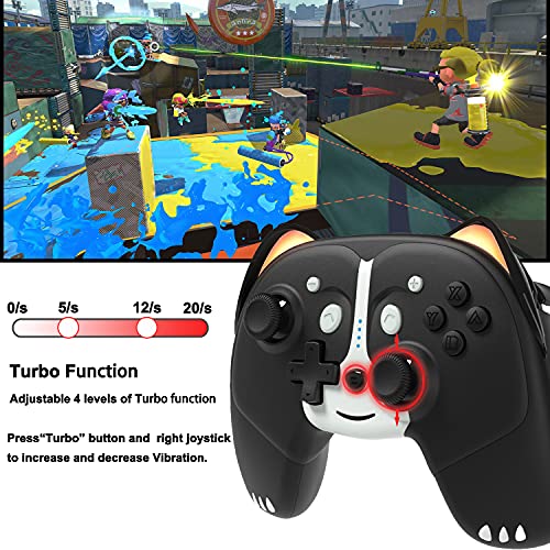 BMSARE Mando para Switch, Mando Switch Inalámbrico, Bluetooth Switch Mando Gamepad Joystick con Giroscopio 6 Ejes/Vibración Dual/Turbo/Luces LED Mando para Nintendo Switch