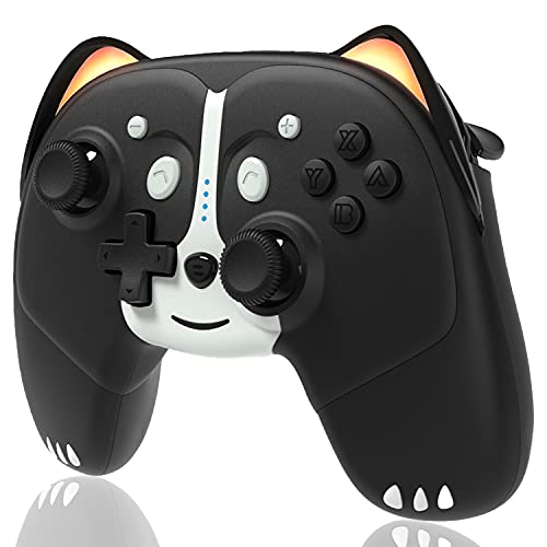 BMSARE Mando para Switch, Mando Switch Inalámbrico, Bluetooth Switch Mando Gamepad Joystick con Giroscopio 6 Ejes/Vibración Dual/Turbo/Luces LED Mando para Nintendo Switch