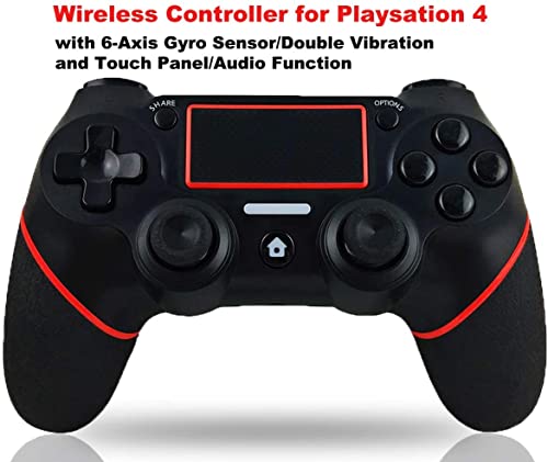 BMSARE Mando PS4 Inalámbrico, PS4 Mandos Gamepad Joystick para PS4 Slim/Pro con Dual Shock Vibración - 6-Axis Gyro Sensor - Touch Panel - Audio Jack Speaker - 600mAh Batería