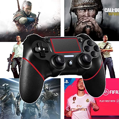 BMSARE Mando PS4 Inalámbrico, PS4 Mandos Gamepad Joystick para PS4 Slim/Pro con Dual Shock Vibración - 6-Axis Gyro Sensor - Touch Panel - Audio Jack Speaker - 600mAh Batería