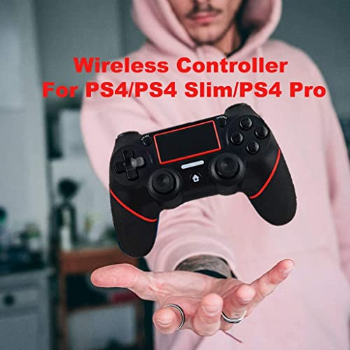 BMSARE Mando PS4 Inalámbrico, PS4 Mandos Gamepad Joystick para PS4 Slim/Pro con Dual Shock Vibración - 6-Axis Gyro Sensor - Touch Panel - Audio Jack Speaker - 600mAh Batería