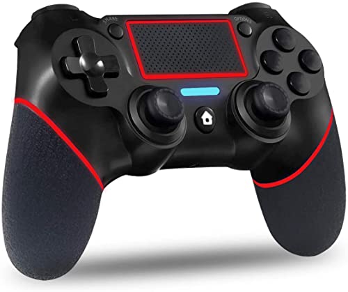 BMSARE Mando PS4 Inalámbrico, PS4 Mandos Gamepad Joystick para PS4 Slim/Pro con Dual Shock Vibración - 6-Axis Gyro Sensor - Touch Panel - Audio Jack Speaker - 600mAh Batería