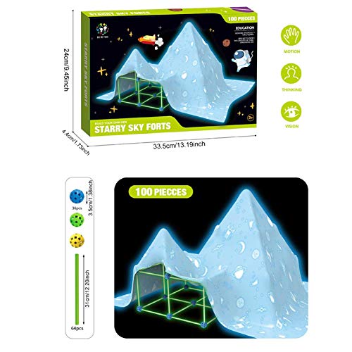 BNNEW Fun Forts - Carpa para niños, Que Brilla en la Oscuridad, Kit de construcción de Fuertes, Bricolaje Fun Forts para Construir Castillos, túneles, Carpa de Juego para niños de 5 años