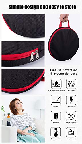Bolsa Ring Con para Switch Game Ring Fit Adventure, compatible con Ring Con, cinta de la pierna, Joy-Con mando, funda protectora, a prueba de polvo, negro