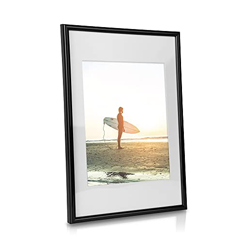 bomoe Set de 12 marcos de fotos Sunlight - marcos de fotos para pared de plástico con passepartout - 12 marcos de 13x18 cm – Posición vertical y horizontal - Negro