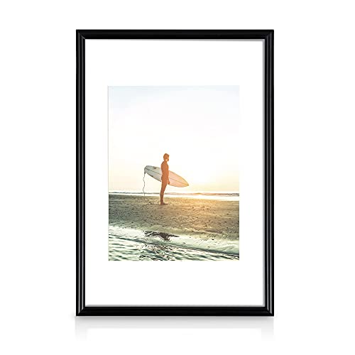 bomoe Set de 12 marcos de fotos Sunlight - marcos de fotos para pared de plástico con passepartout - 12 marcos de 13x18 cm – Posición vertical y horizontal - Negro