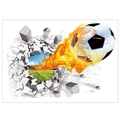Bontannd Futbin Fotbing a Través De La Pared Pegatinas para Niños Decoración De La Habitación Inicio Fondo De La Pared Declor De La Pared Fútbol Funns 3D Mural Art Sport Juego