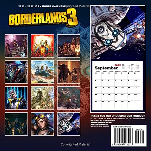 Borderlands 3: OFFICIAL 2022 Calendar - Video Game calendar 2022 - Borderlands 3 -18 monthly 2022-2023 Calendar - Planner Gifts for boys girls kids ... games Kalendar Calendario Calendrier)