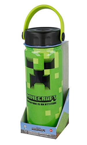 BOTELLA ACERO INOXIDABLE TERMO CON ASA 530 ML | MINECRAFT