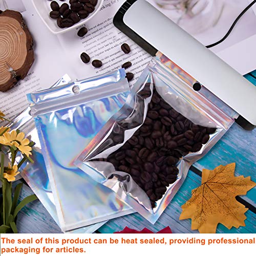 BQTQ 150 Piezas Bolsa de Papel de Aluminio Resellable de Bolsa Ziplock Plana, Holográfico, 11x16cm