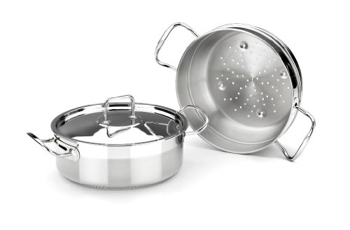 BRA Profesional - Set para cocinar al Vapor con Tapa, 24 cm, Acero Inoxidable 18/10 (A341005)