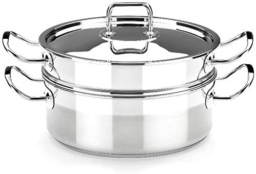 BRA Profesional - Set para cocinar al Vapor con Tapa, 24 cm, Acero Inoxidable 18/10 (A341005)