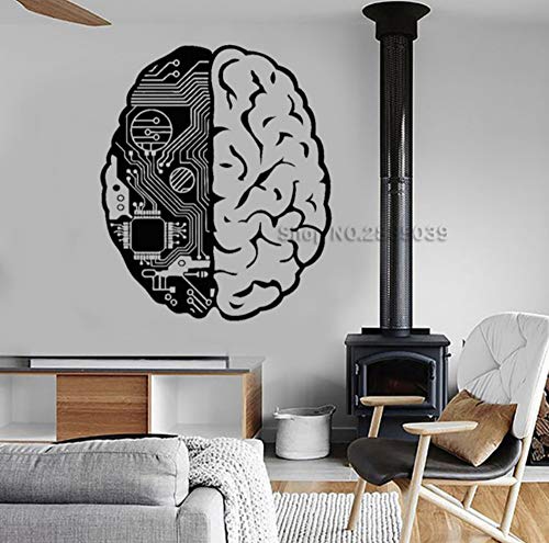 Brain Chip Engineer Vinilo Pegatinas de pared Geek Ordenador Inteligencia Artificial Tatuajes de pared Diseño creativo Wallpaper 56x67cm