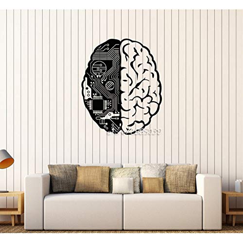 Brain Chip Engineer Vinilo Pegatinas de pared Geek Ordenador Inteligencia Artificial Tatuajes de pared Diseño creativo Wallpaper 56x67cm
