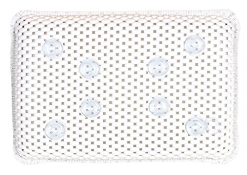 Brandsseller Cojín cervical para bañera con 8 fuertes ventosas, diseño de gofres, cojín de spa de espuma suave con efecto viscosa, PVC impermeable, aprox. 29 x 19 x 5 cm, color blanco