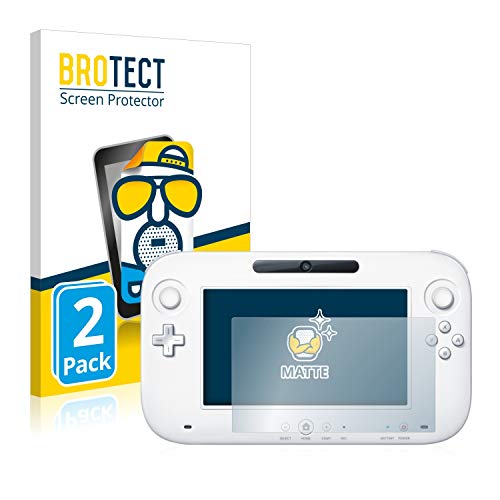 BROTECT Protector Pantalla Anti-Reflejos Compatible con Nintendo Wii U Gamepad (Controller) (2 Unidades) Película Mate Anti-Huellas