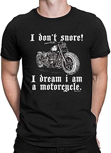 buzz shirts I Don't Snore, I Dream I'm A Motorcycle - Mens Organic Motorcycle T-Shirt - Gift For Snoring (Large, Black)