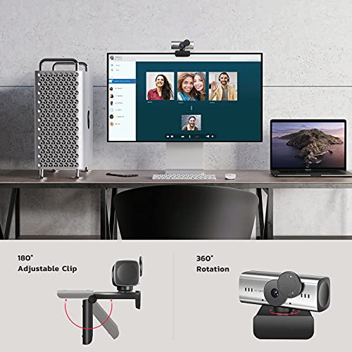 C905 Autoenfoque Webcam con Micrófono, Full HD 1080P/ 30 fps con Cubierta de Privacidad, Cámara Web USB Compatible para PC/Computadora Portátil/Videoconferencia de Skype/Youtube (Gris)