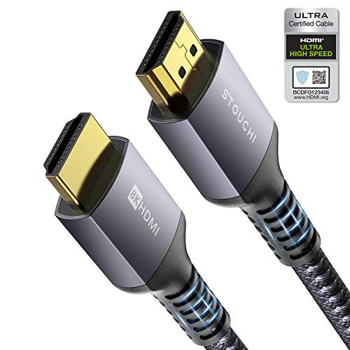 Cable Certificado HDMI 2.1 de 3m,Stouchi 48Gbps de velocidad ultra alta 8K60 4K120 144Hz RTX 3090 eARC HDR10 HDCP2.2 y 2.3 Dolby Compatible con Playstation 5/Xbox Series X/Samsung/Sony/LG/Roku/TCL TV