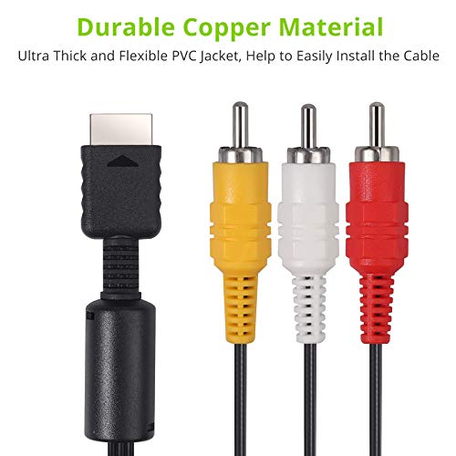 Cable de Audio y Vídeo Compuesto Cable AV a RCA 1,8 Metros Alambre Cobre para TV Playstation PS3 PS2 PS1