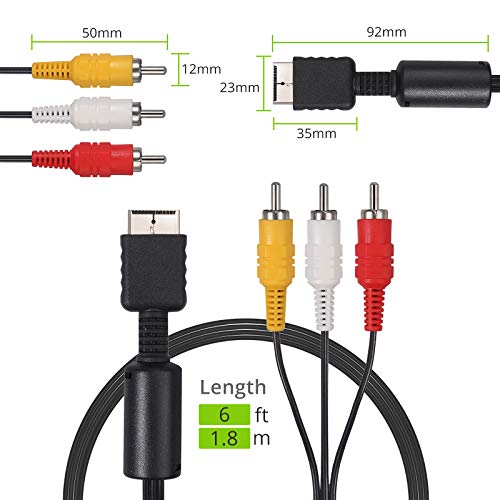 Cable de Audio y Vídeo Compuesto Cable AV a RCA 1,8 Metros Alambre Cobre para TV Playstation PS3 PS2 PS1