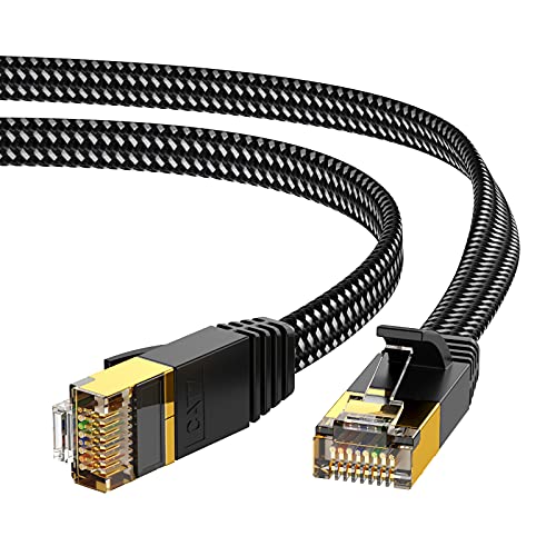 Cable Ethernet Cat 7 2m, KINBETA Cable Ethernet de Red de Internet Cat7 de Alta Velocidad Gigabit Lan Rj45 Trenzado Plano Patch Cord Blindado para Xbox PS3 PS4 PC Ordenador Portátil Enrutador TV