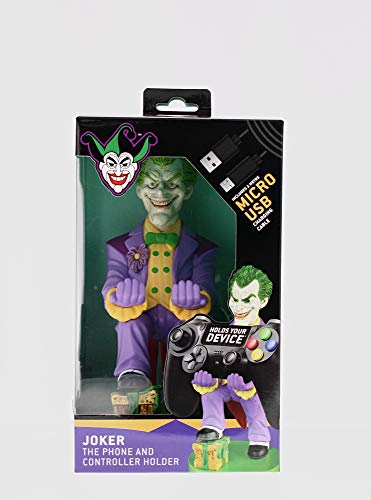 Cable Guy Joker, Soporte de sujeción y/o Carga para Mando de Consola y/o Smartphone de tu Personaje Favorito con Licencia de DC. Producto con Licencia Oficial. Exquisite Gaming.