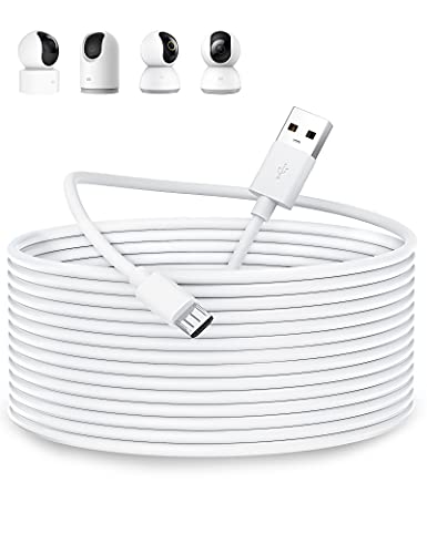 Cable Micro USB 10m, ACOCOBUY Cable USB Micro USB, Cable Micro USB para Cámaras de Seguridad Domésticas, Cable para Xiaomi Cámara Mi 360° (1080p), MI 360° Home Security Camera 2K Pro, Controlador PS4