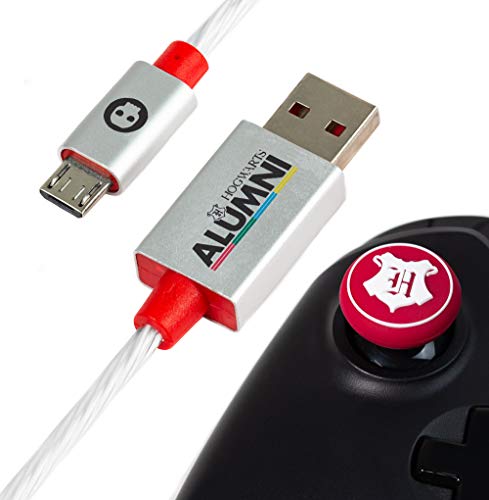 Cable micro USB carga rápida con agarres para el pulgar Harry Potter - Cable micro USB / Cable de carga rápida de 1,5 metros con adorno mando Nintendo Switch Harry Potter