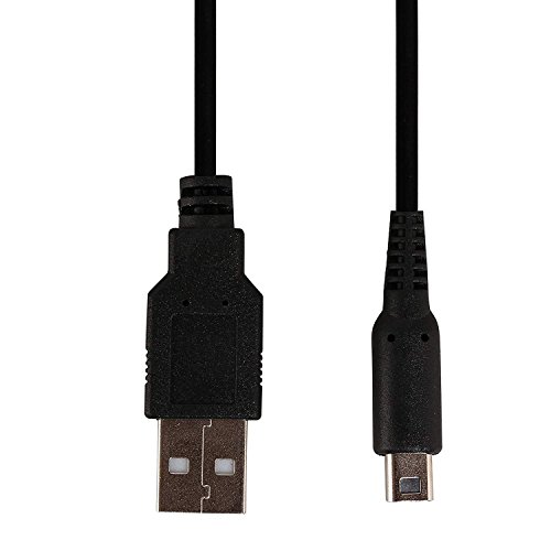 Cable para 3ds, Cable Cargador USB para 3DS, 3DS XL, DSI, DSI XL, 2DS, Nuevo 3DS XL (Negro, 1.2m)