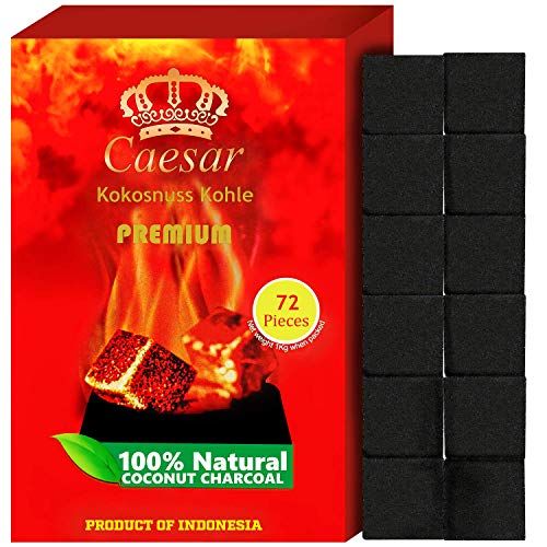 Caesar - Carbón natural de coco para shisha, 3 kg, 216 unidades
