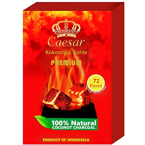 Caesar - Carbón natural de coco para shisha, 3 kg, 216 unidades