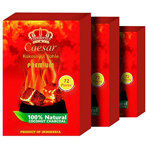 Caesar - Carbón natural de coco para shisha, 3 kg, 216 unidades