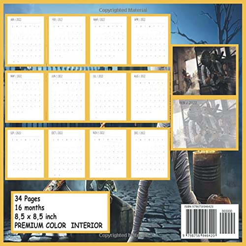 CALENDAR PG 2022: 8;5 x 8,5 inch month to month square schedule 2022 - 34 Pages - 16 months - ENJOY THE UPCOMING YEAR