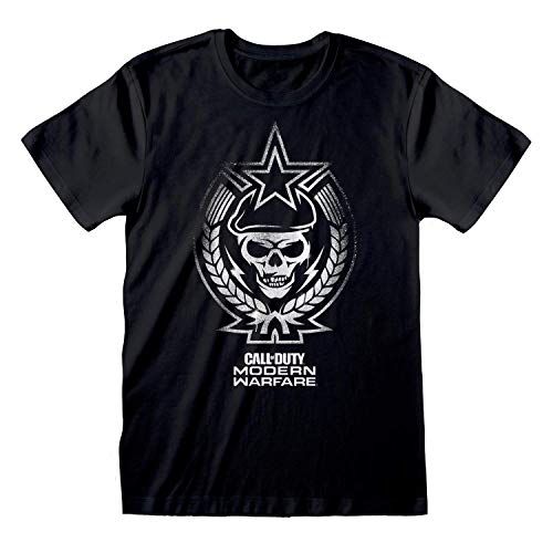 Call of Duty Camiseta Hombre Skull Star Modern Warfare Cotton Black - XXL