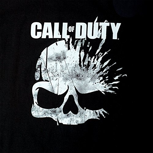 Call of Duty para Hombre de la Camiseta de algodón Negro cráneo - S